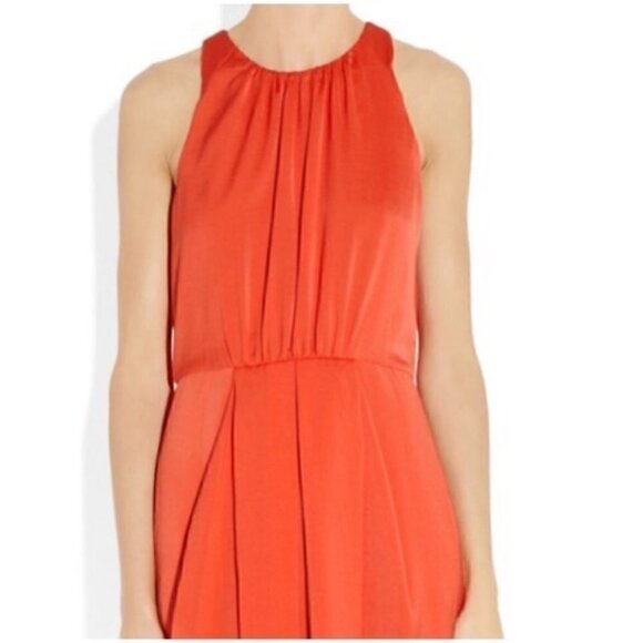 Rebecca Taylor Mini Dress 0 Halter Draped Back Sleeveless Orange Luxury Vacation - Picture 10 of 15